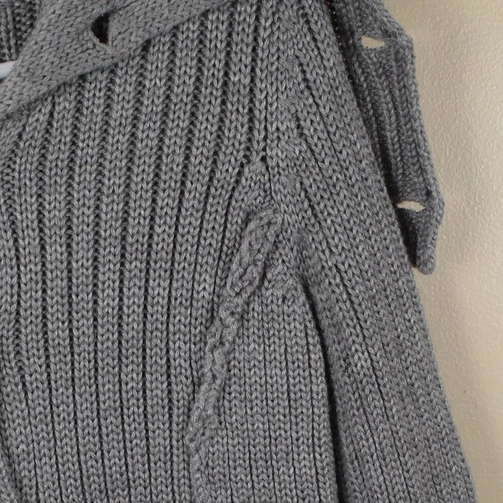 Kenar Wool Blend Grey Asymmetrical Neck Long Button Cardigan Sweater Winter Fall - Picture 7 of 13